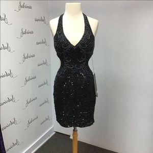 Black sequin dress homecoming dress